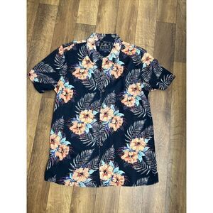 MBX Shirt Mens L Navy Resort‎ Hawaiian Floral Tropical Beachy